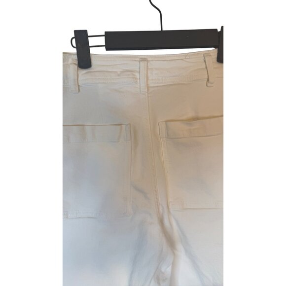 ZARA Size 2 White Wide-Leg Frayed Hem High Waisted Denim Jeans - Picture 9 of 14